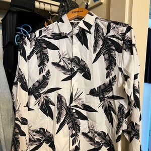 Express Black and White Long Sleeve Button Up